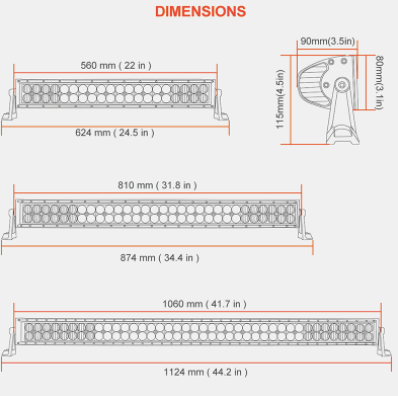 Dual-Row Curved LED Light Bar In Multiple Sizes - 22" 32" 42" Jeep Wrangler Light Bar