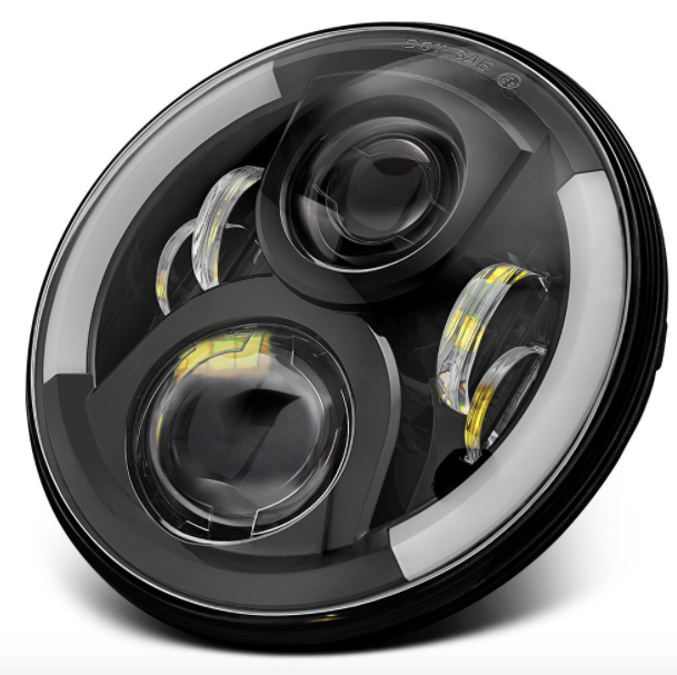 7" Jeep Wrangler LED Headlights - Black Semi Jeep Halos