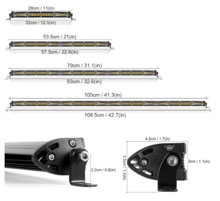 Slim LED Light Bar In Multiple Sizes - Avalon Series 12" 22" 32" 42" Jeep Wrangler Light Bar