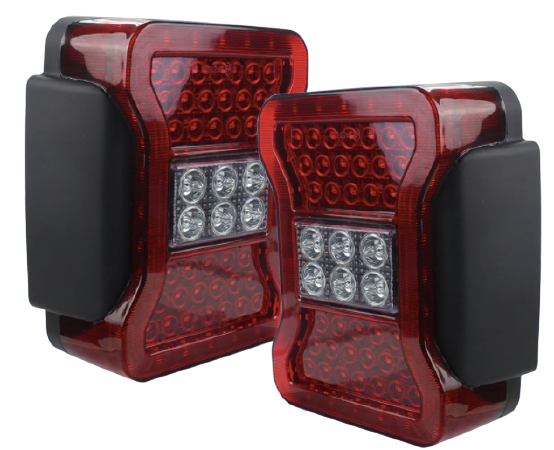 2007-2018 JK Jeep Wrangler LED Tail Lights - Clear Red